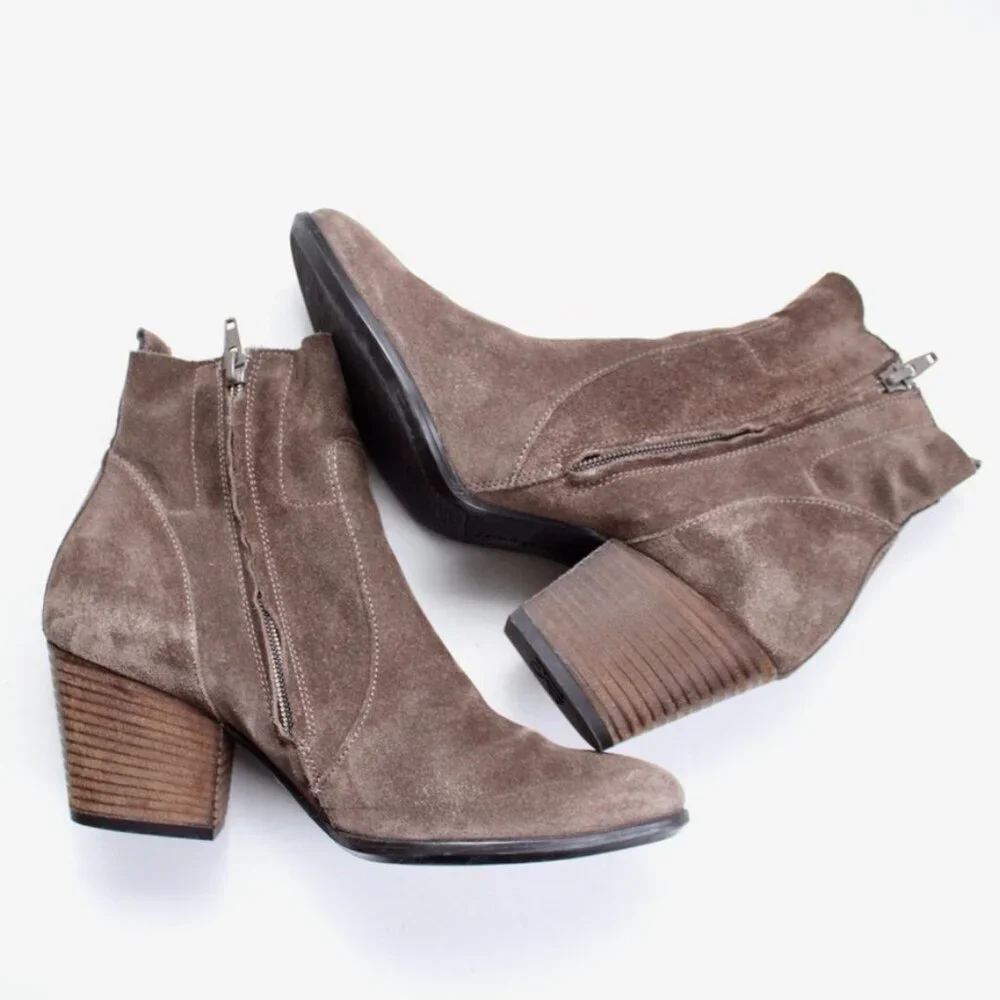 Paul Green Women's Brown Suede Ankle Cuban Heel Booties 15238 Size 5 UK / 7.5 US